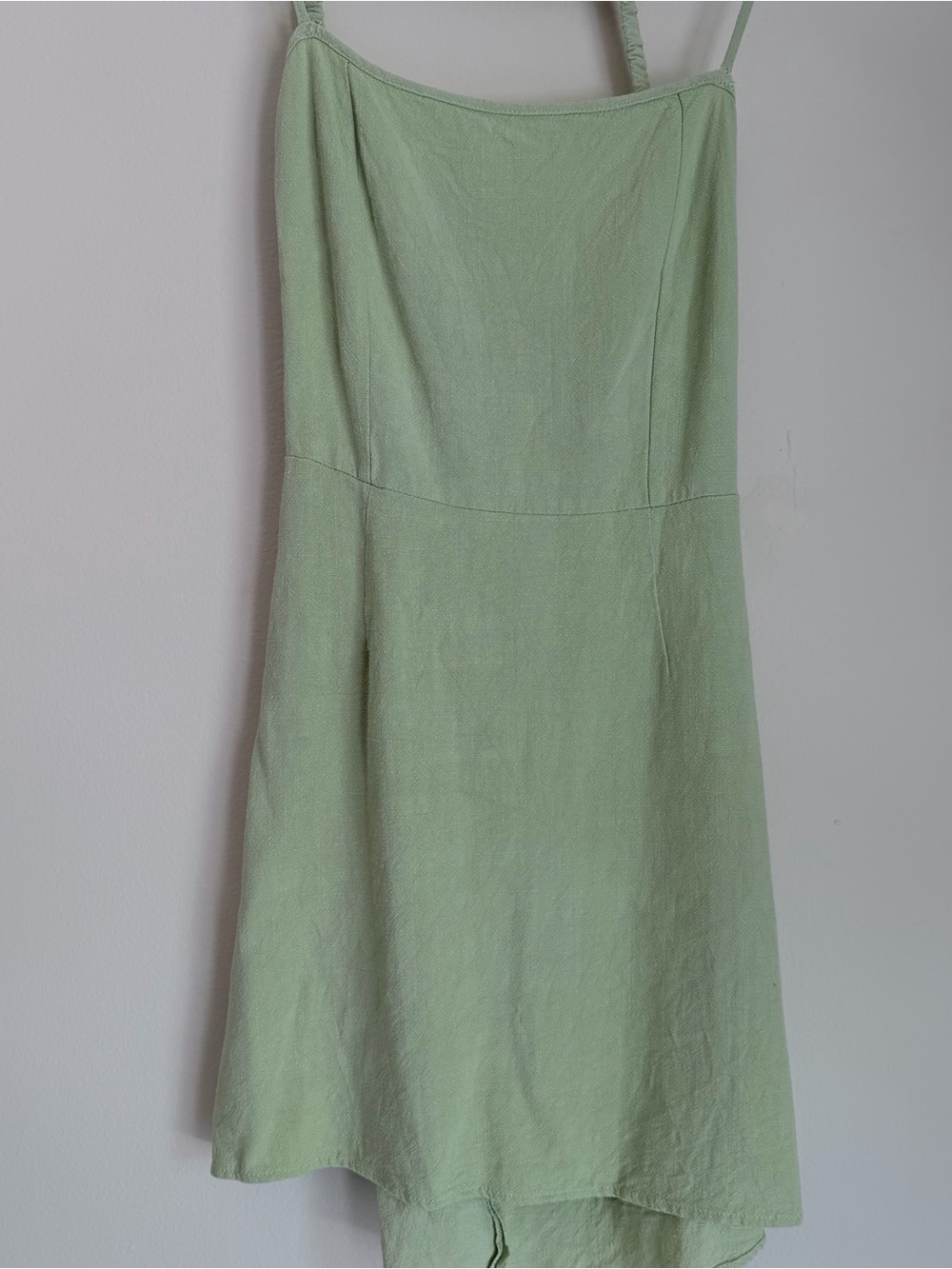 Kendall & Kylie Green Linen-Blend Sundress Open Back Mini